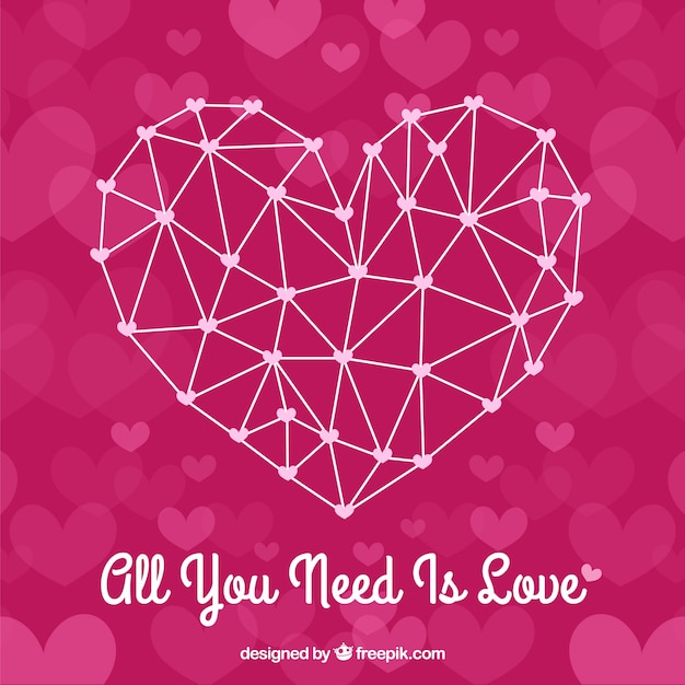 Free vector flat valentine's day background with heart shape