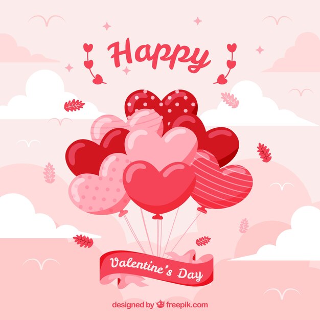 Flat valentine's day background