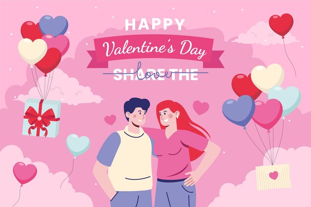 Flat valentine's day background