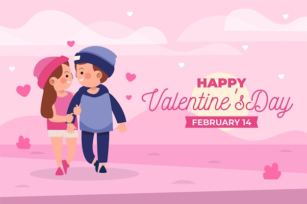 Flat valentine's day background