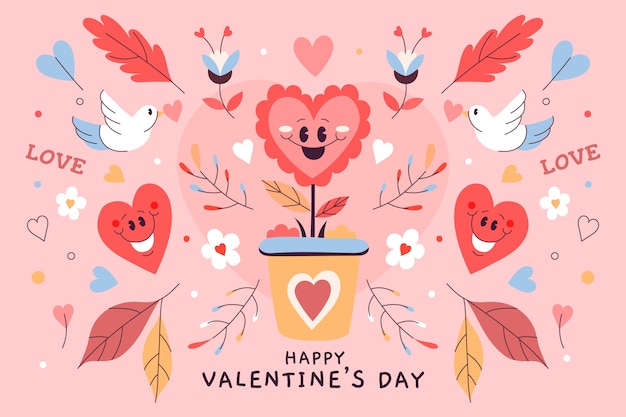 Flat valentine's day background