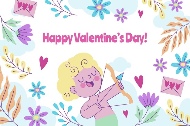 Flat valentine's day background