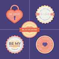 Free vector flat valentine's day badge collection