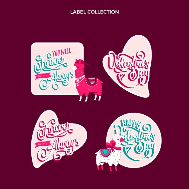 Free vector flat valentine's day badges collection