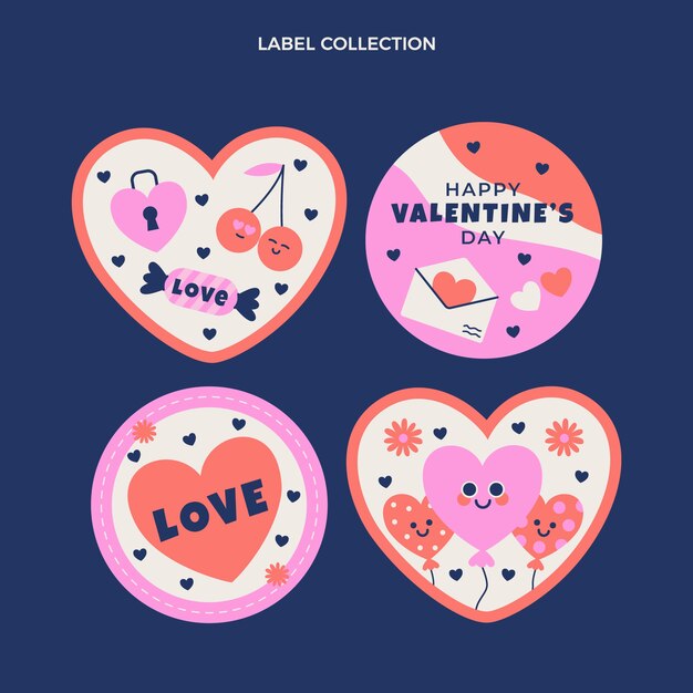flat valentine's day badges collection
