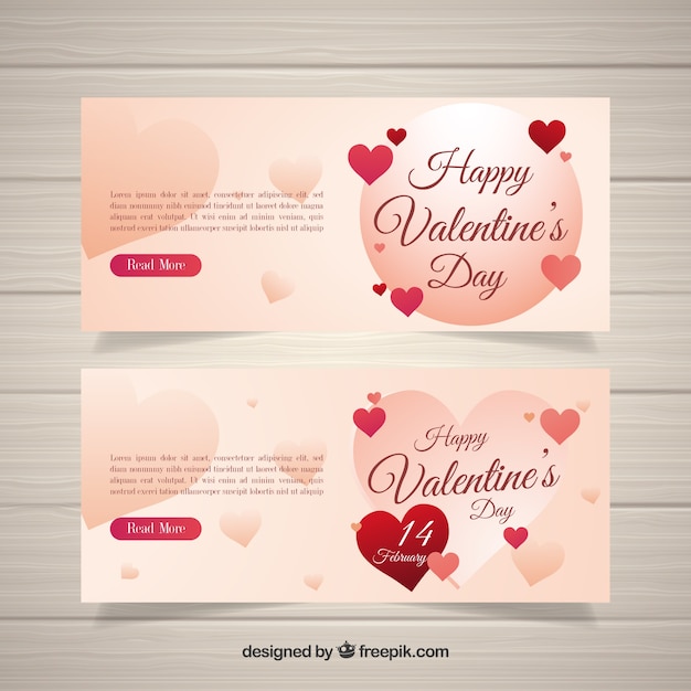 Flat valentine's day banners