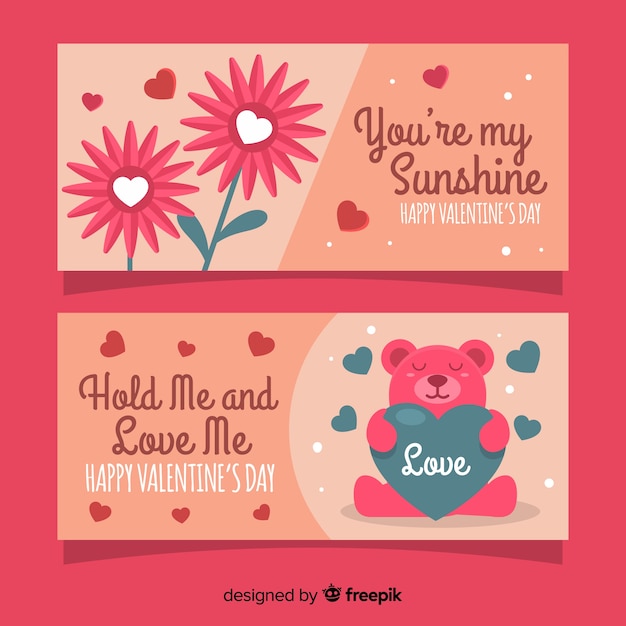 Free vector flat valentine's day banners