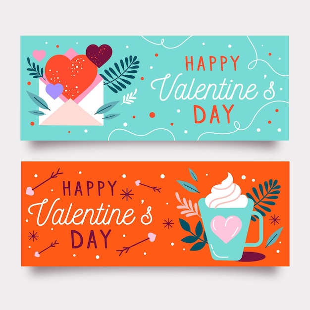 Free vector flat valentine's day banners