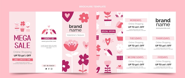 Free Vector flat valentine's day brochure template