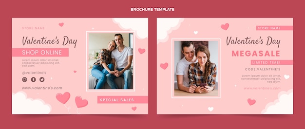 Flat valentine's day brochure template