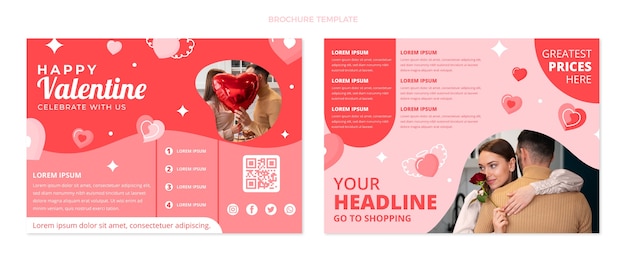 Flat valentine's day brochure template
