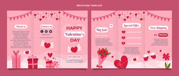 Free vector flat valentine's day brochure template