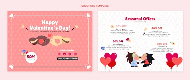 Flat valentine's day brochure template