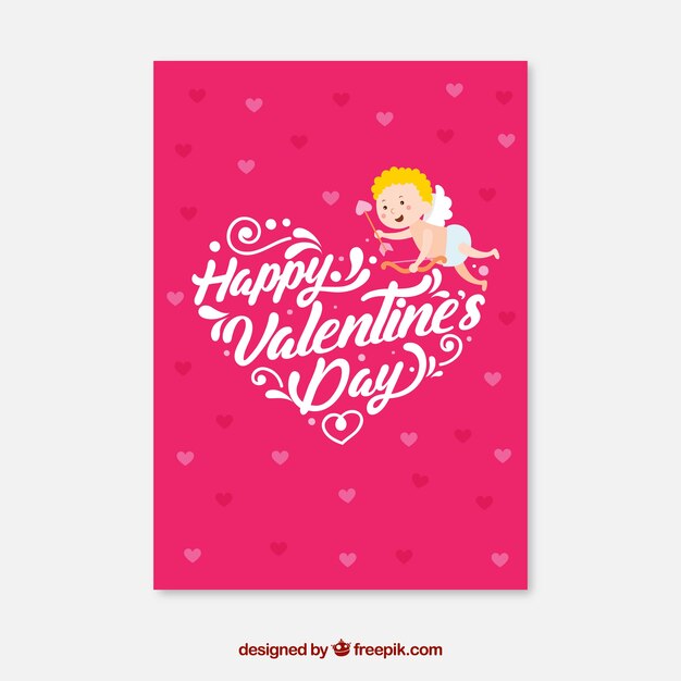 Flat valentine's day card