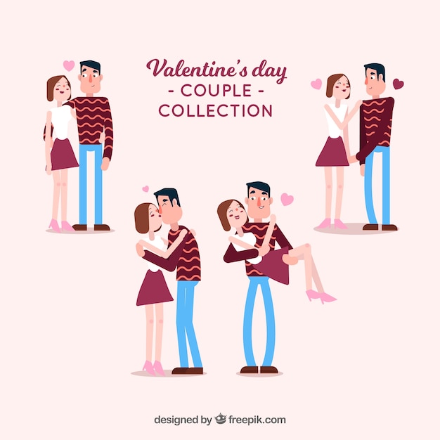 Free vector flat valentine's day couple collection