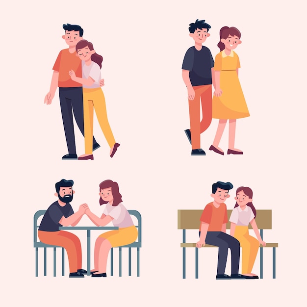 Free vector flat valentine's day couple collection