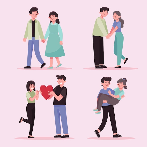 Free vector flat valentine's day couple collection