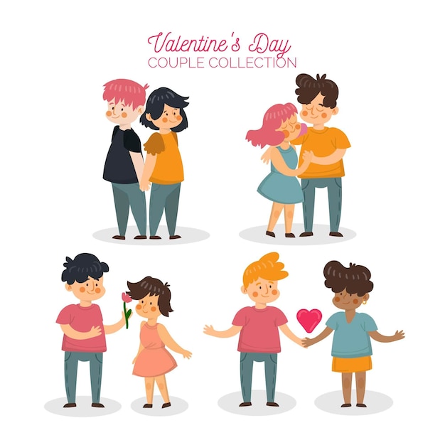 Free vector flat valentine's day couples collection