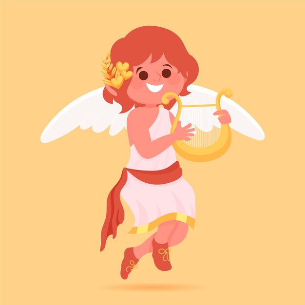 Flat valentine's day cupid or cherub illustration