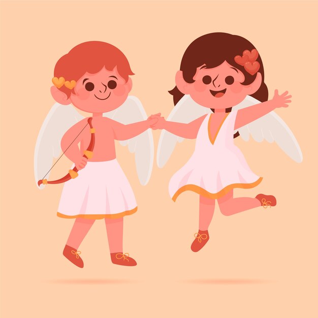 Flat valentine's day cupid or cherub illustration