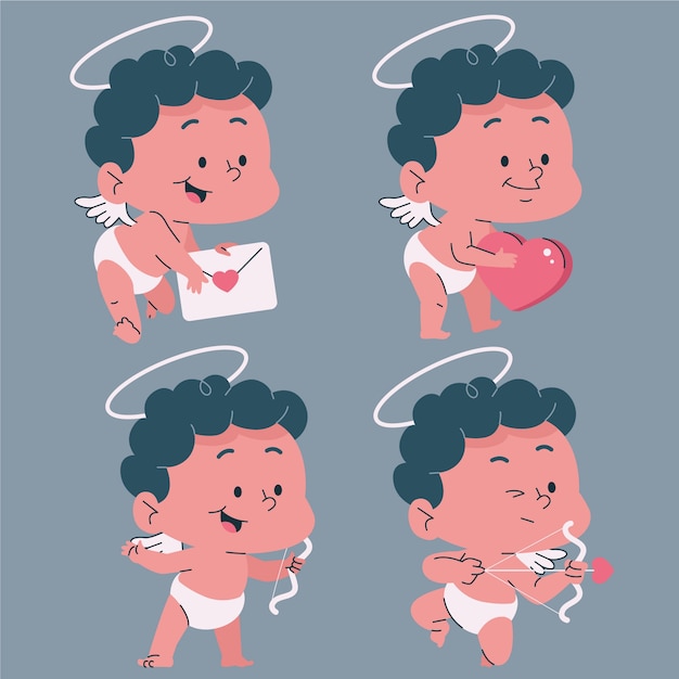 Free vector flat valentine's day cupid collection