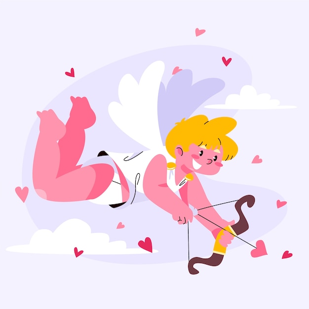 Illustrazione di cupido piatto di san valentino