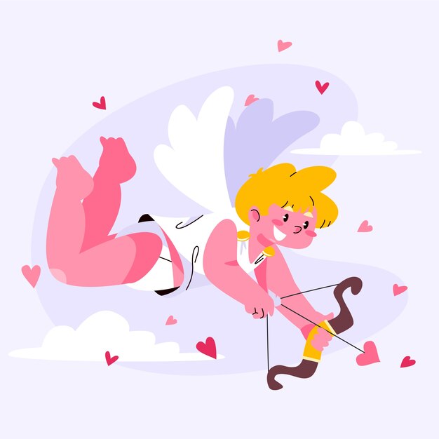 Flat valentine's day cupid illustration