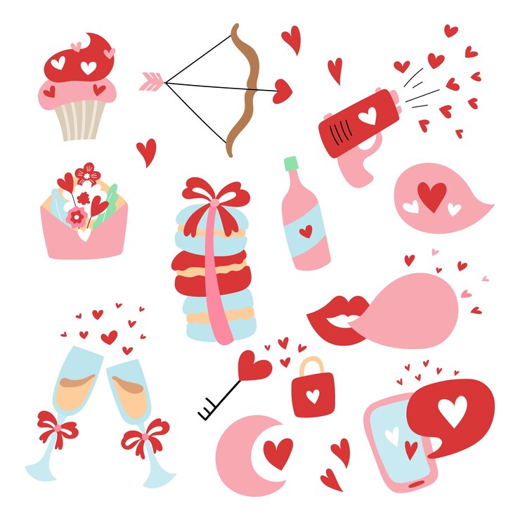 Free Vector flat valentine's day design elements collection