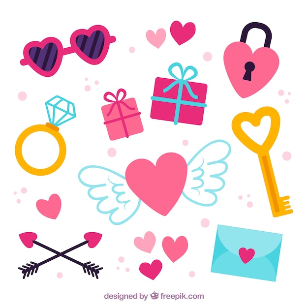 Free vector flat valentine's day element collection