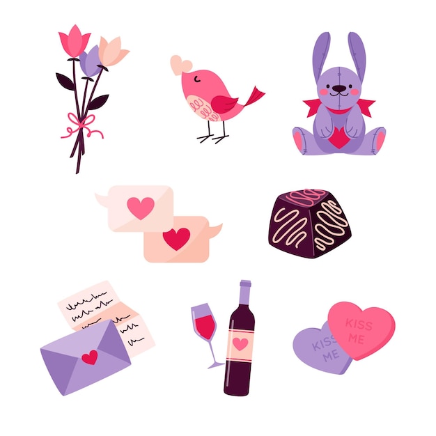 Free vector flat valentine's day element collection