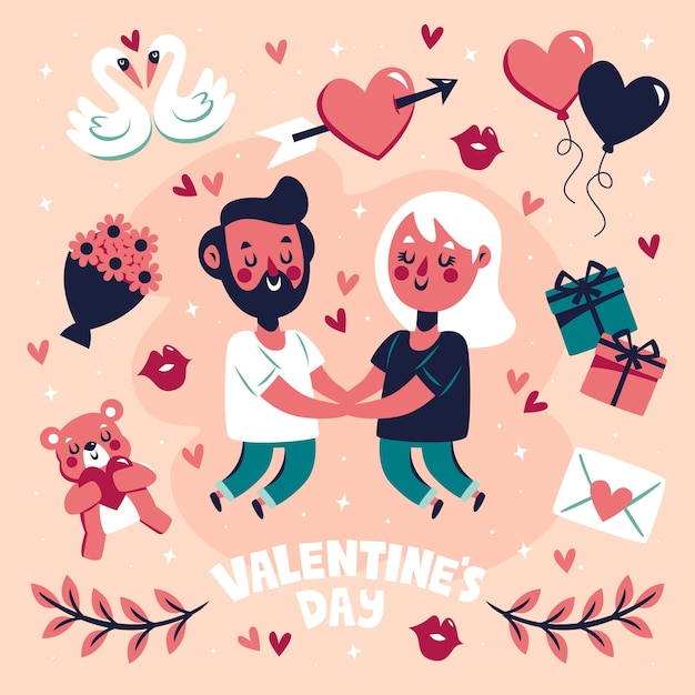 Free vector flat valentine's day element collection