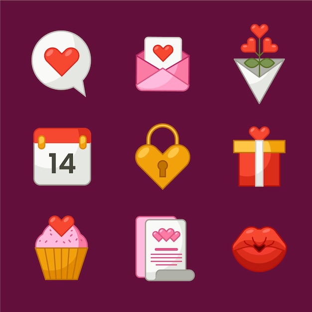 Free vector flat valentine's day element set