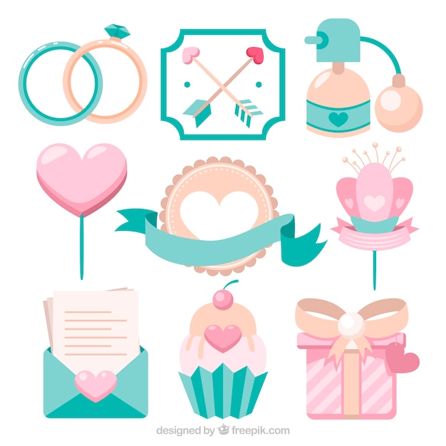 Free vector flat valentine's day elements collection