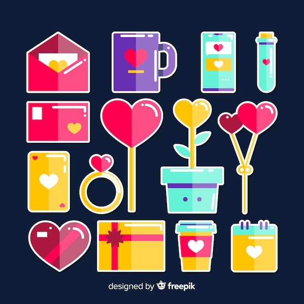 Free vector flat valentine's day elements collection