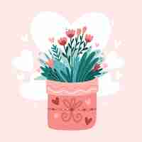 Free vector flat valentine's day flowers illustration