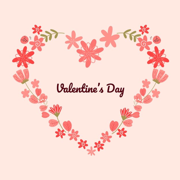 Flat valentine's day flowers illustration