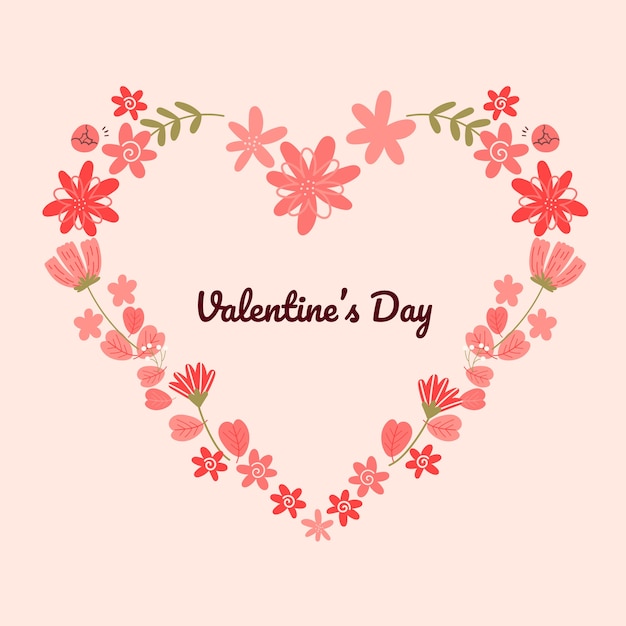 Flat valentine's day flowers illustration