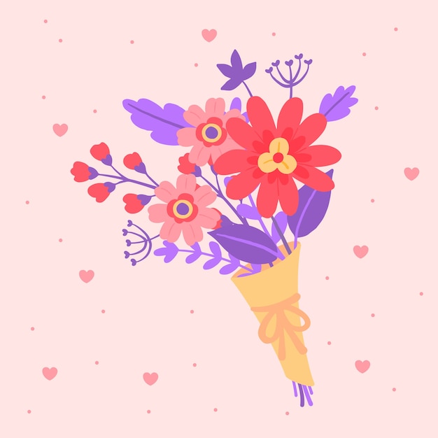 Vettore gratuito illustrazione piatta dei fiori di san valentino