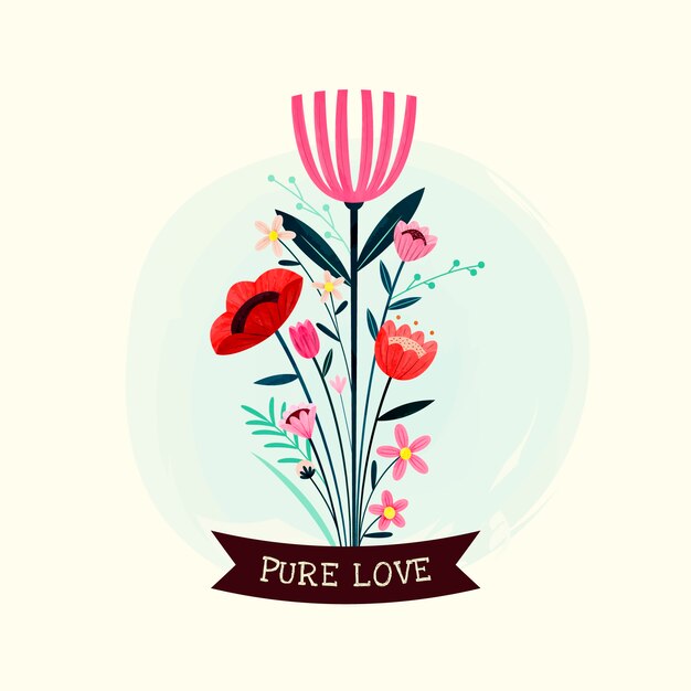 Free vector flat valentine's day flowers illustration