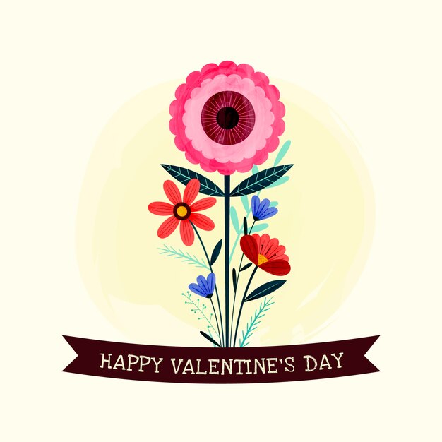 Бесплатное векторное изображение Плоский день святого валентина цветы иллюстрация
