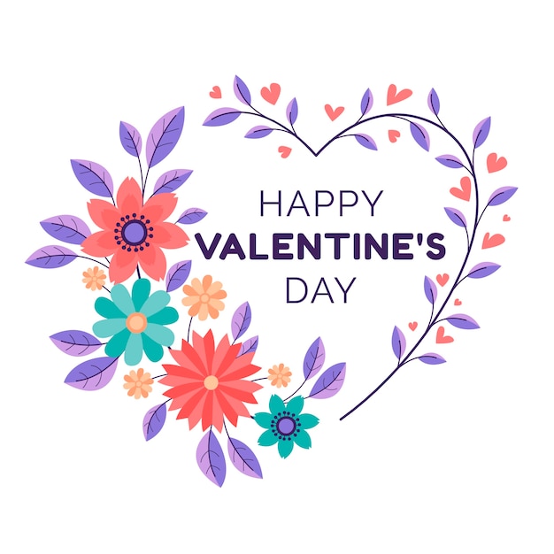 Flat valentine's day flowers illustration