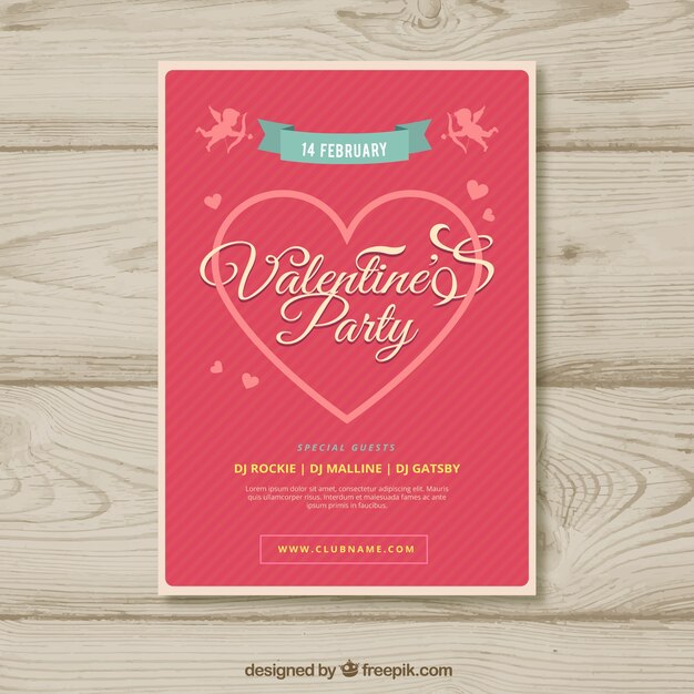 Flat valentine's day flyer/poster template