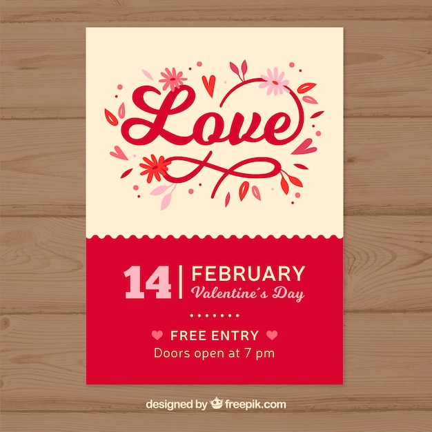 Free vector flat valentine's day flyer/poster