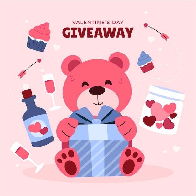 Free vector flat valentine's day giveaway illustration