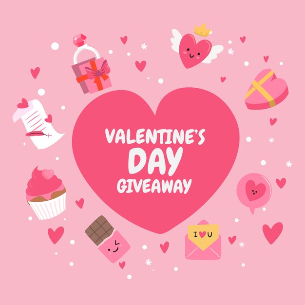 Flat valentine's day giveaway illustration