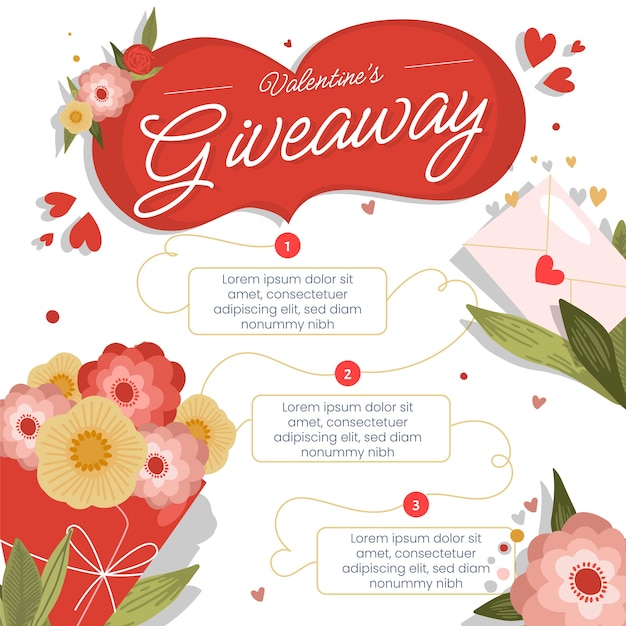 Flat valentine's day giveaway illustration