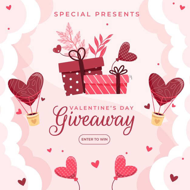 Flat valentine's day giveaway illustration