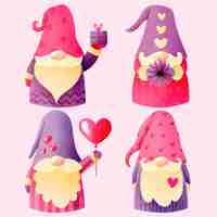 Free vector flat valentine's day gnomes collection