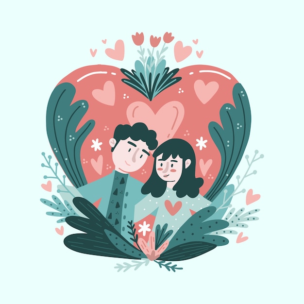 Free vector flat valentine's day illustration