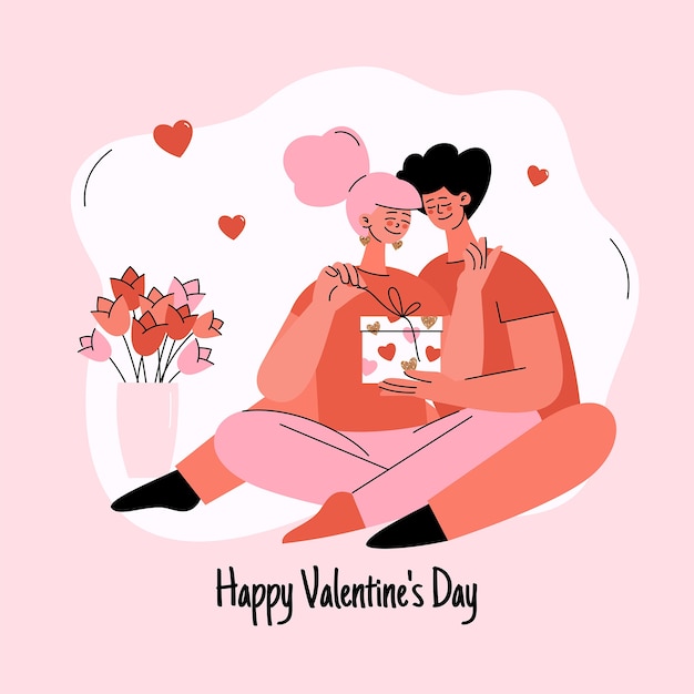 Flat valentine's day illustration